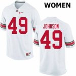 Women's Ohio State Buckeyes #49 Xavier Johnson White Nike NCAA College Football Jersey Classic GGV3444VE